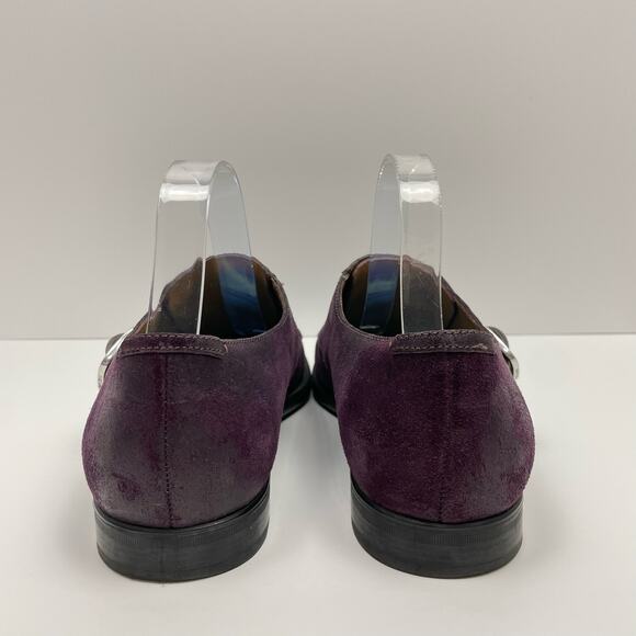 Jimmy Choo | Eggplant Purple Rubbed Leather Monk Strap Laceless Dress Shoes main image 9